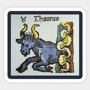 Vintage Signs of the Zodiac, Taurus the Bull Sticker